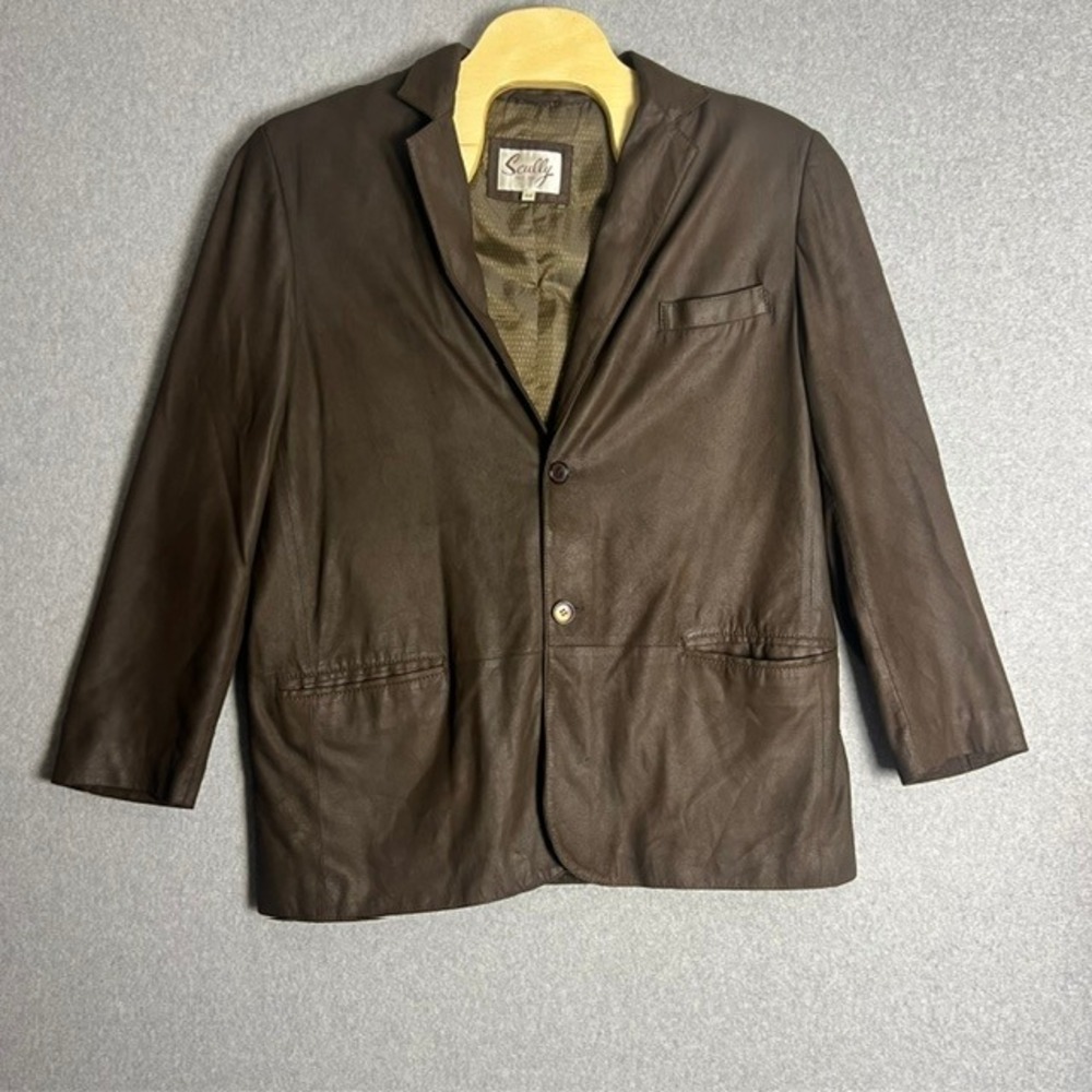 Scully Men's Brown Genuine Leather‎ 2 Button Blazer Jacket Size 44